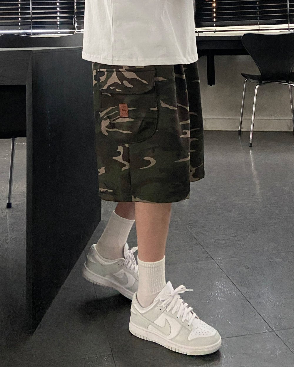 迷彩 刺繡 厚磅 寬鬆 短袖 上衣 / 2色 - WHATEVER STUDIO