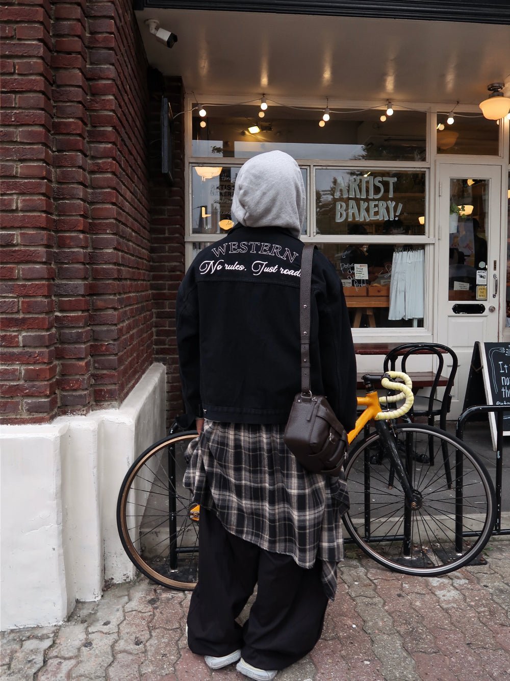 格紋層次 打摺 寬版 棉質 長褲 / 2色 - WHATEVER STUDIO