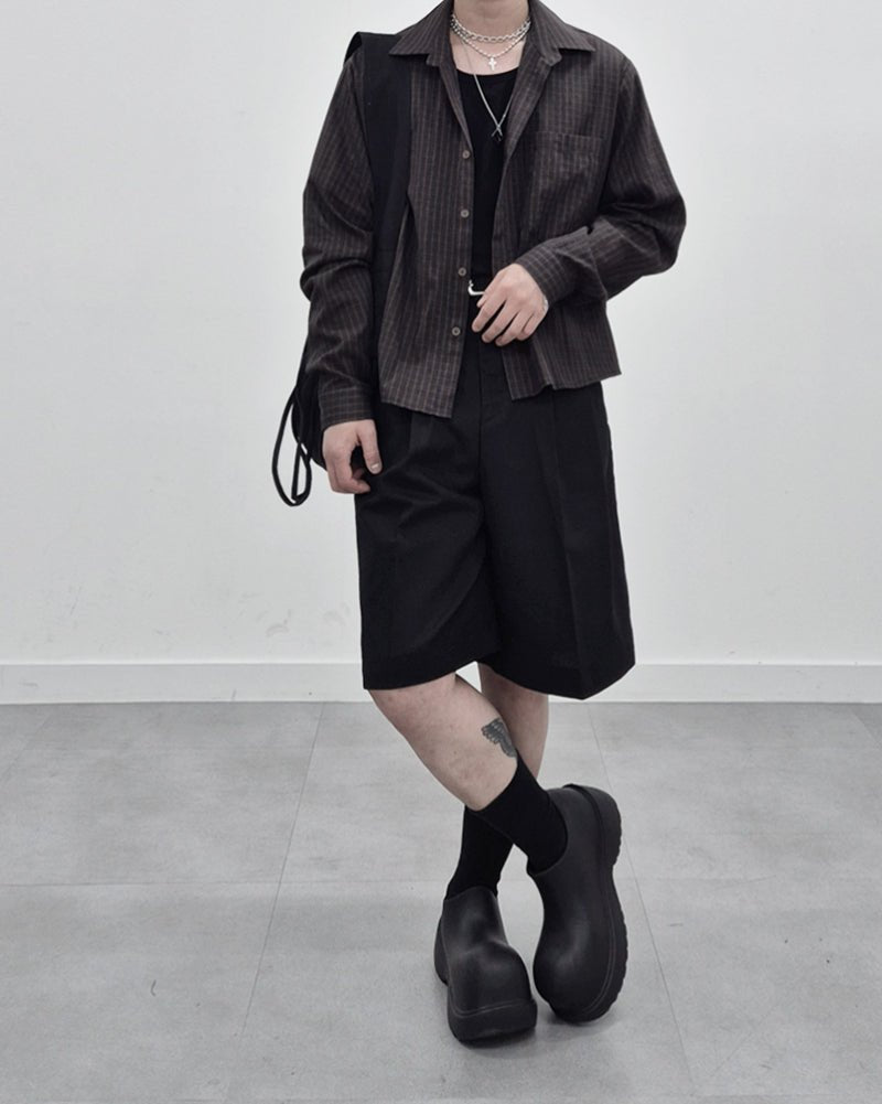 涼感 亞麻 輕正裝 百慕達 五分 西裝 短褲 / 2色 - WHATEVER STUDIO