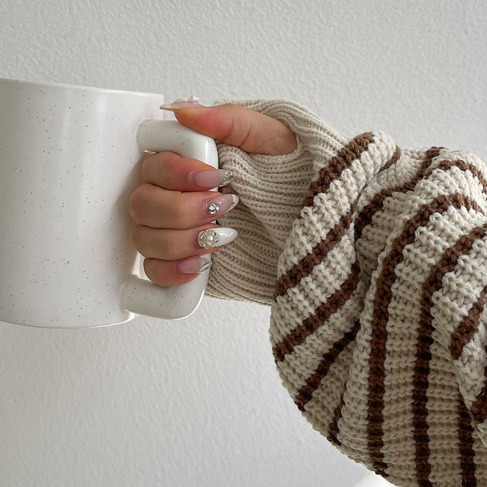 雙拉鍊 條紋 連帽 針織 外套 / 3色