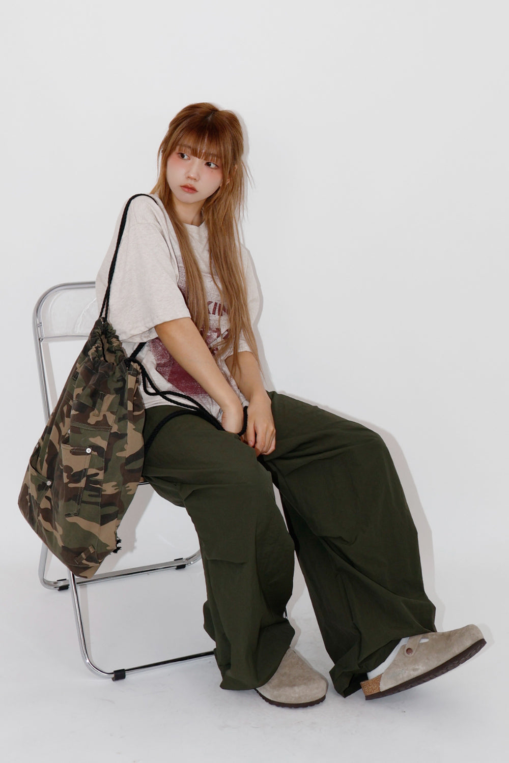 迷彩束口後背包