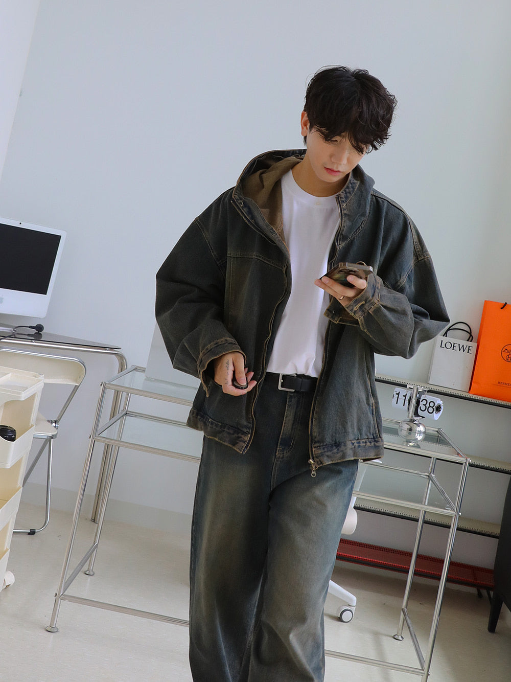 3TAP復古做舊牛仔連帽外套 / 2色