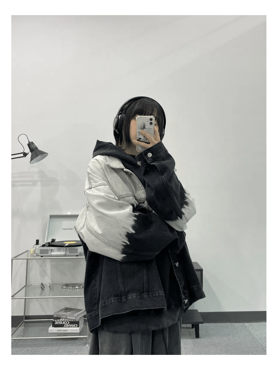 街頭 漸層 水洗 牛仔 外套