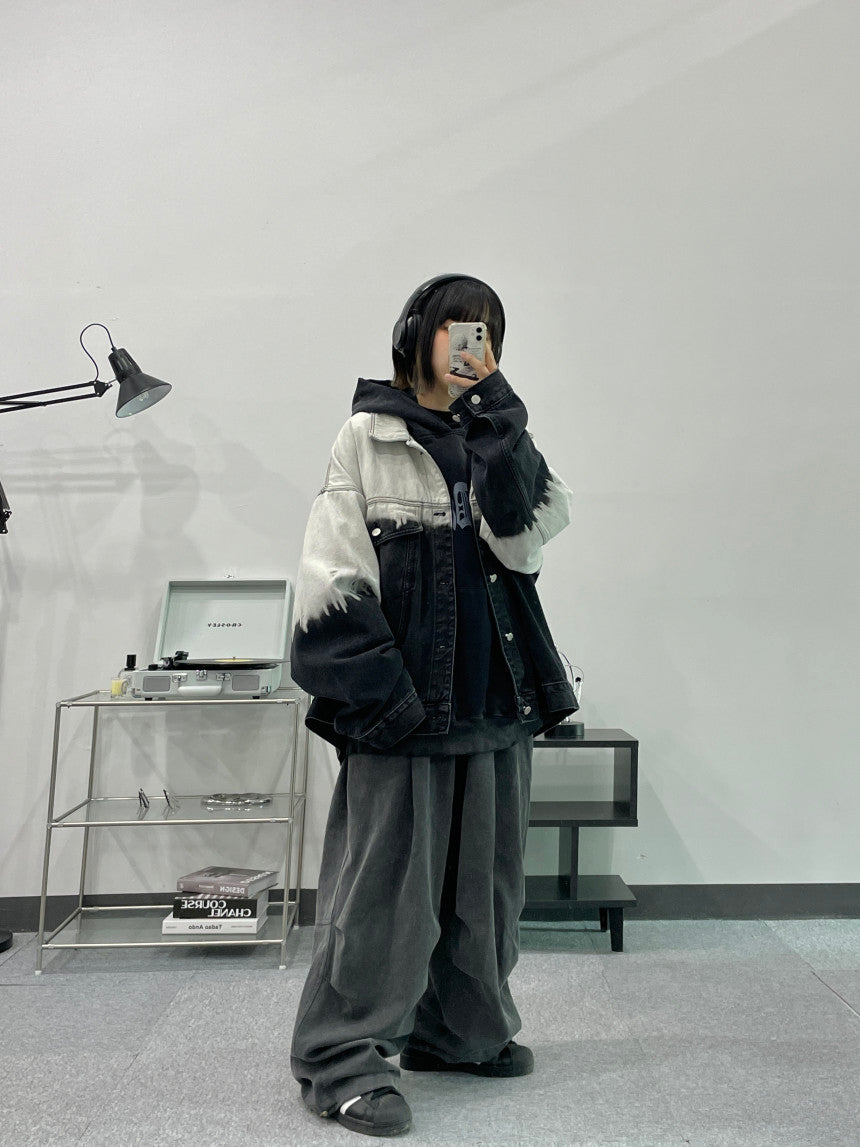 街頭 漸層 水洗 牛仔 外套