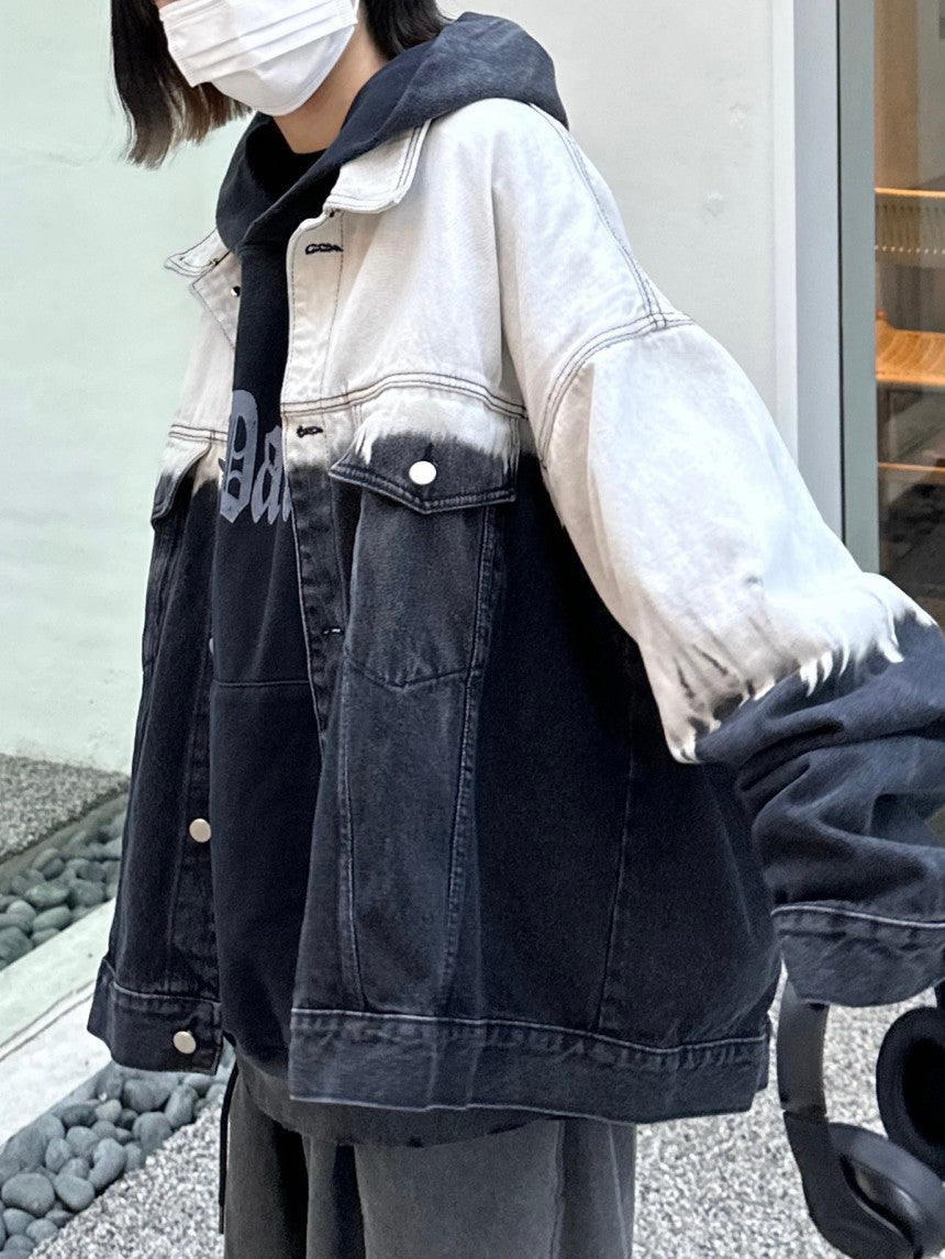 街頭 漸層 水洗 牛仔 外套