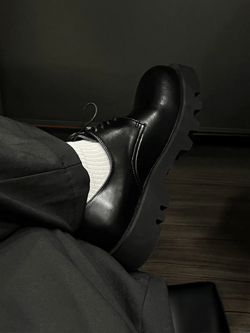 【增高5cm】韓國 牛皮 增高 厚底 德比 皮鞋