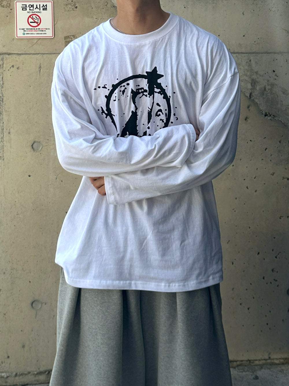 貓咪 摘星 印花 長袖 T恤 / 3色