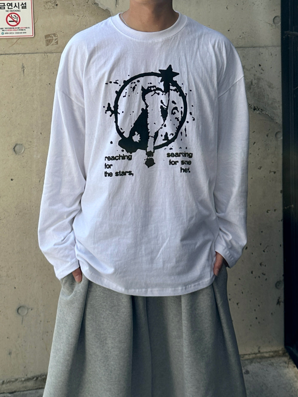 貓咪 摘星 印花 長袖 T恤 / 3色