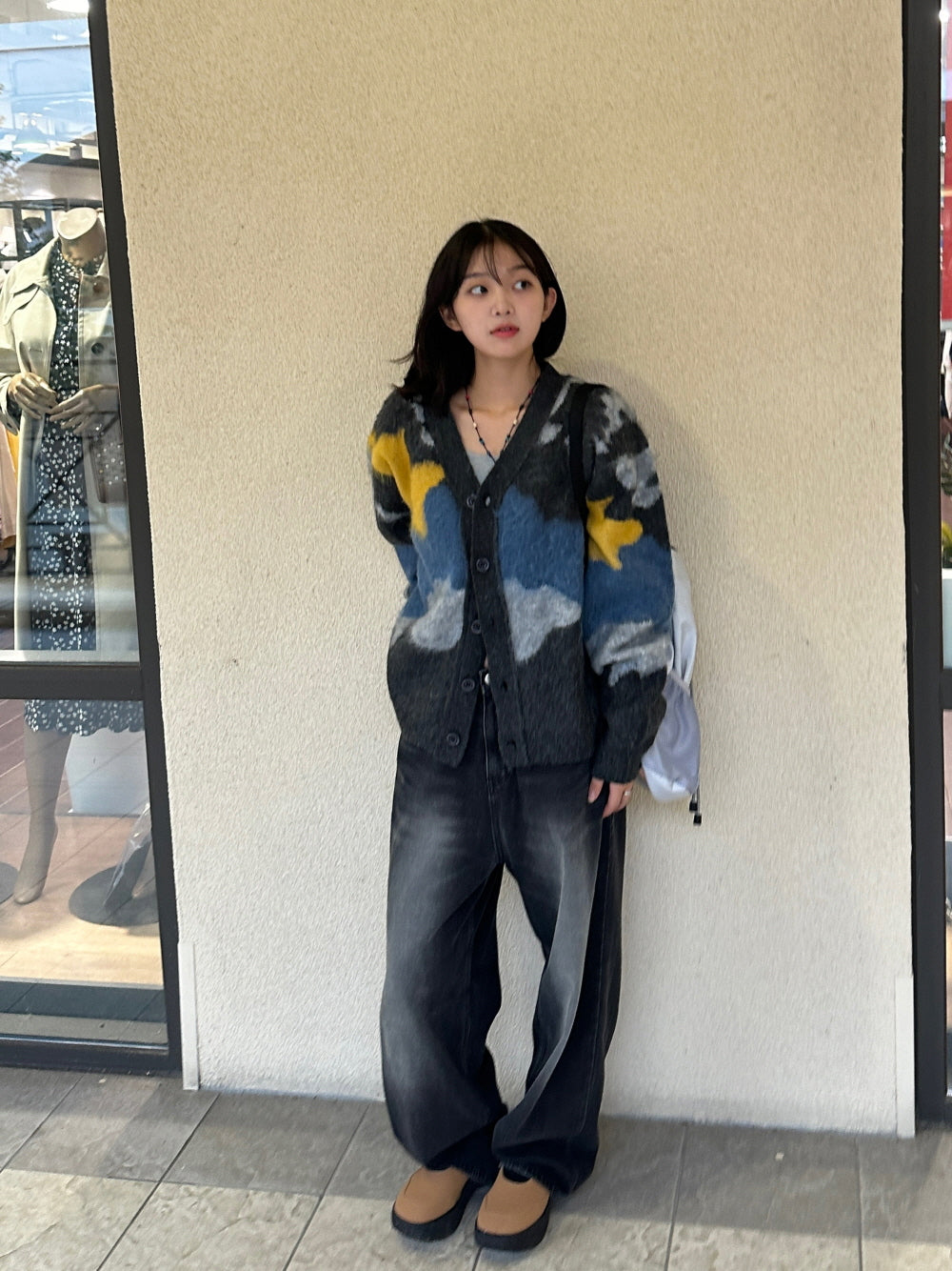 設計師款 星空 馬海毛 開襟 針織衫