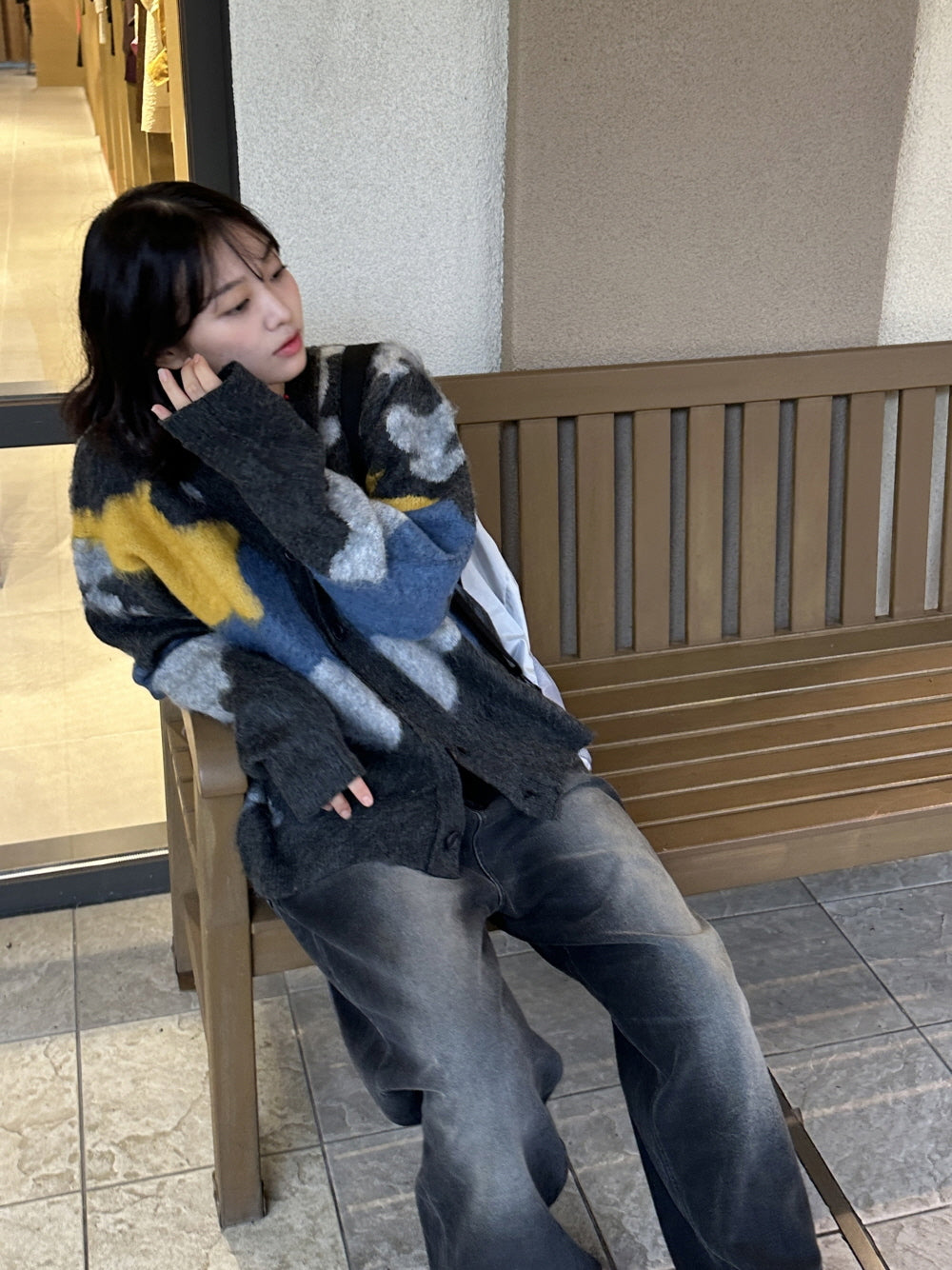 設計師款 星空 馬海毛 開襟 針織衫