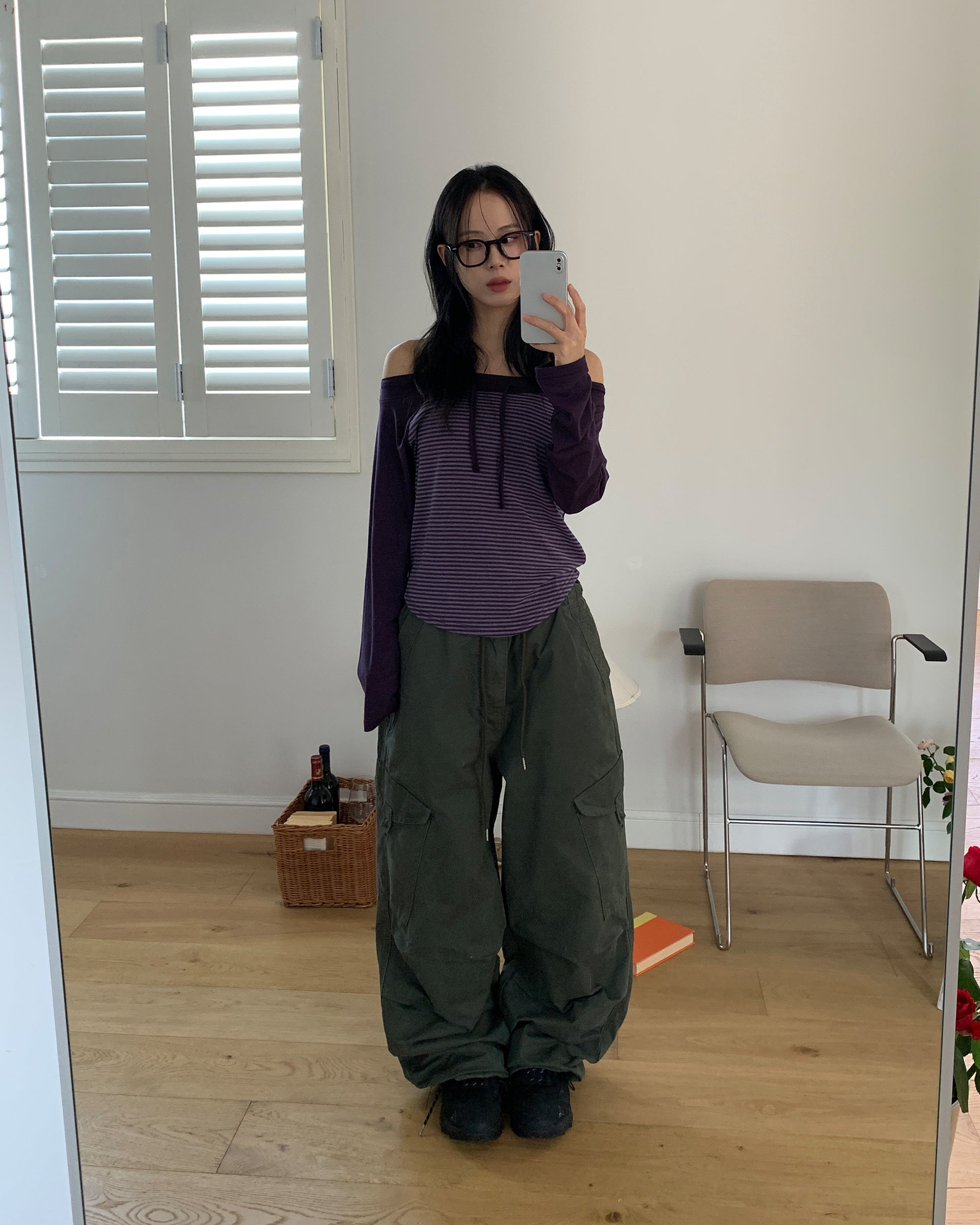 寬鬆 按扣 大口袋 卡其 工裝褲 / 3色