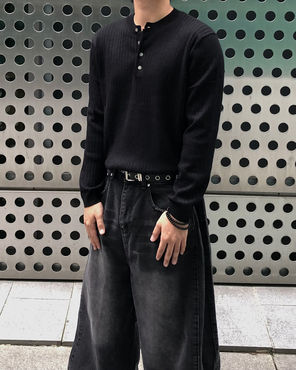 羅紋 亨利領 長袖 針織衫 / 5色