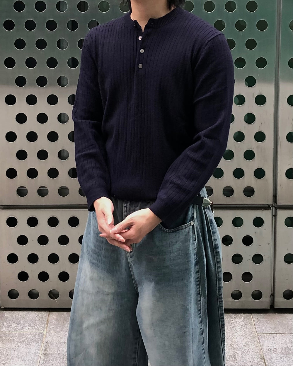 羅紋 亨利領 長袖 針織衫 / 5色