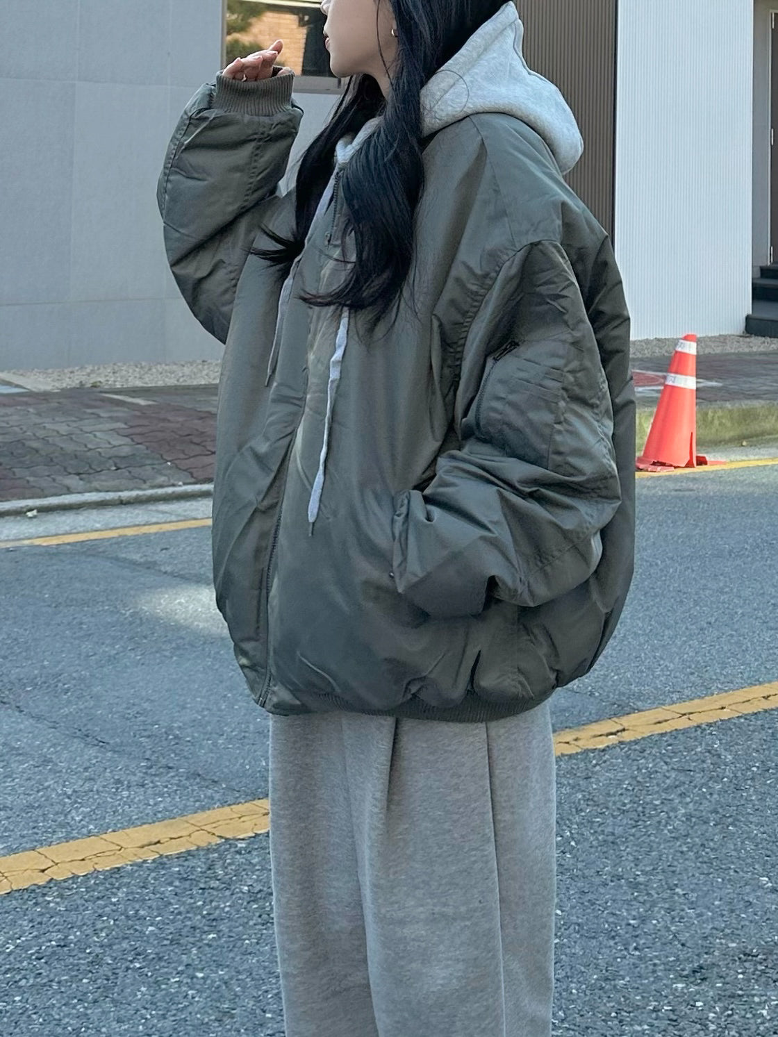 寬鬆 MA-1 連帽可拆 飛行夾克 羽絨外套 / 3色