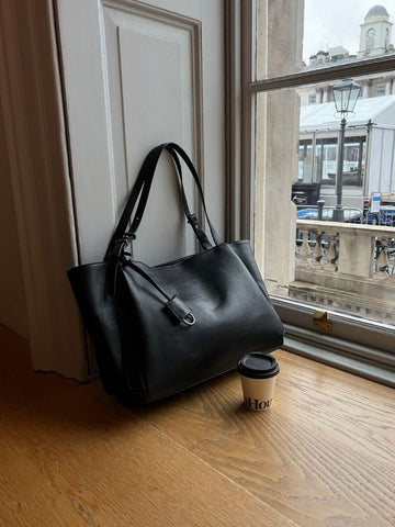 簡約 質感 皮革 單肩 托特包 / 2色