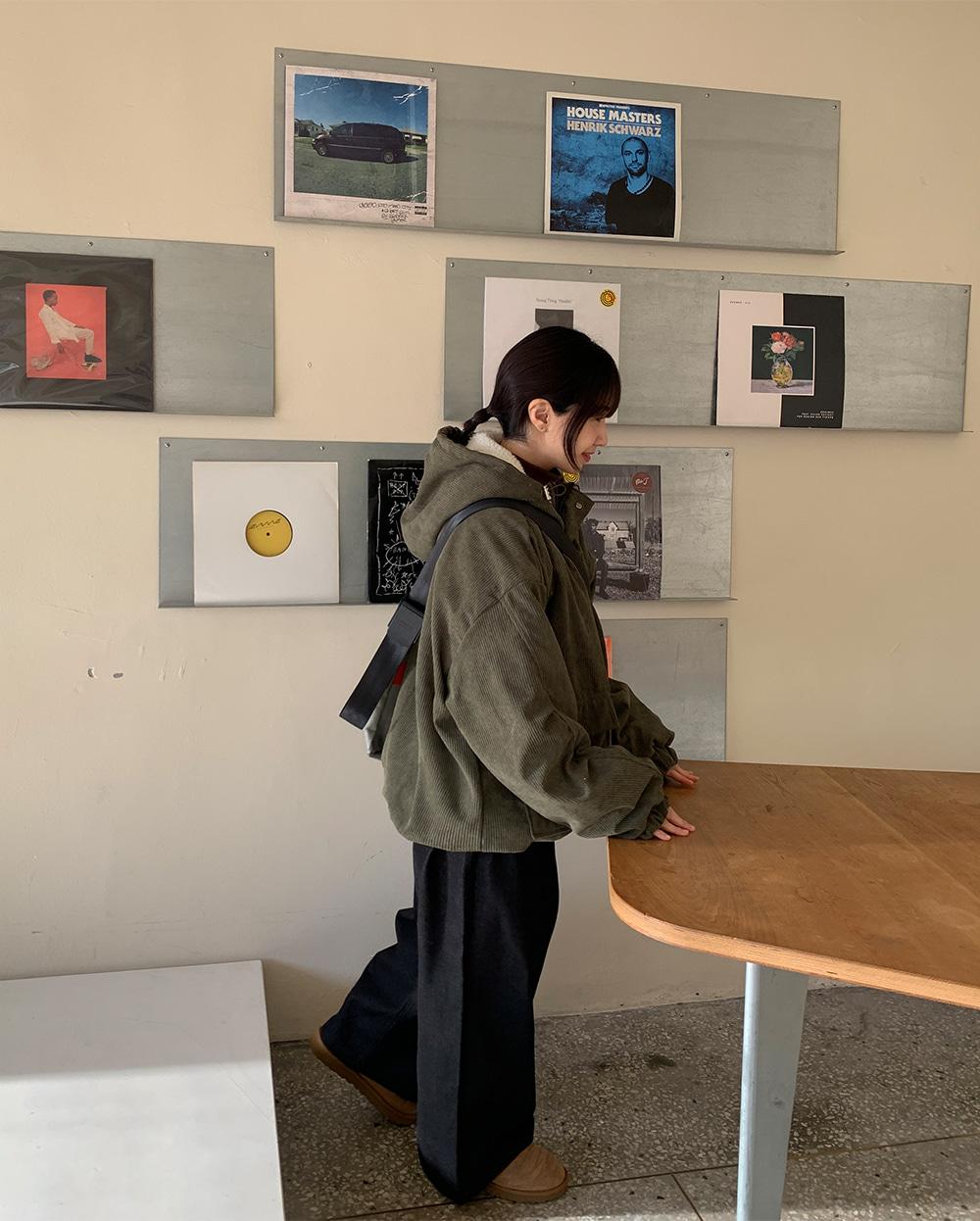 燈芯絨 刷毛 連帽 外套 / 3色