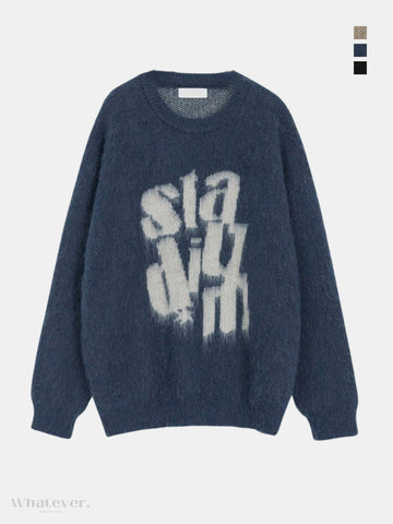 韓系 街頭 字母 馬海毛 針織毛衣 / 3色