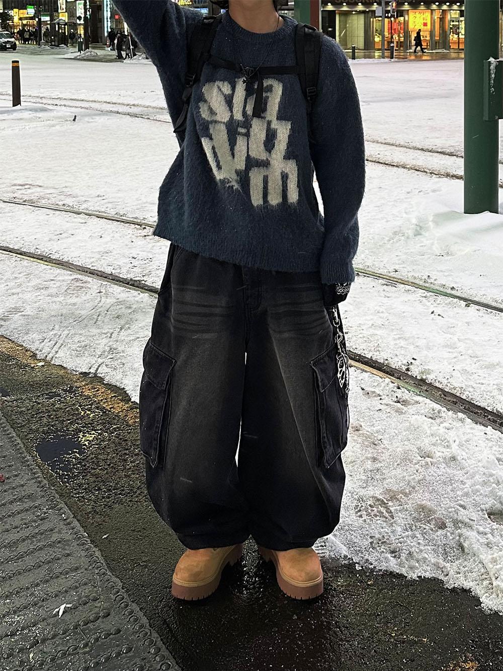 韓系 街頭 字母 馬海毛 針織毛衣 / 3色