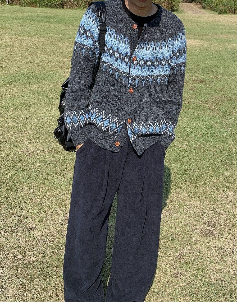 北歐風 圓領 開襟 針織衫 / 3色