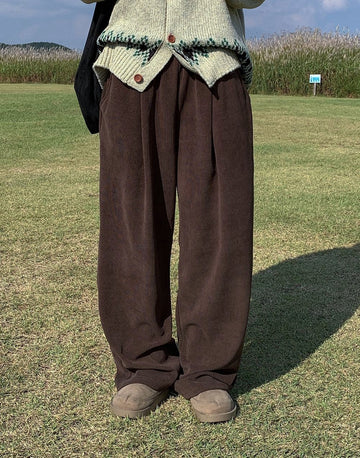 華夫格 針褶 寬鬆 針織 長褲 / 5色