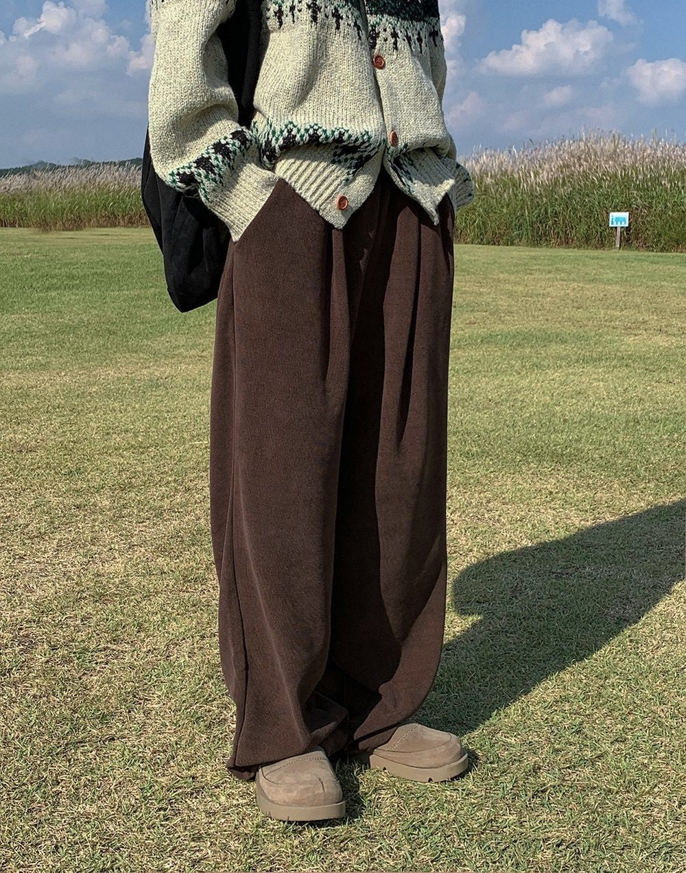 華夫格 針褶 寬鬆 針織 長褲 / 5色