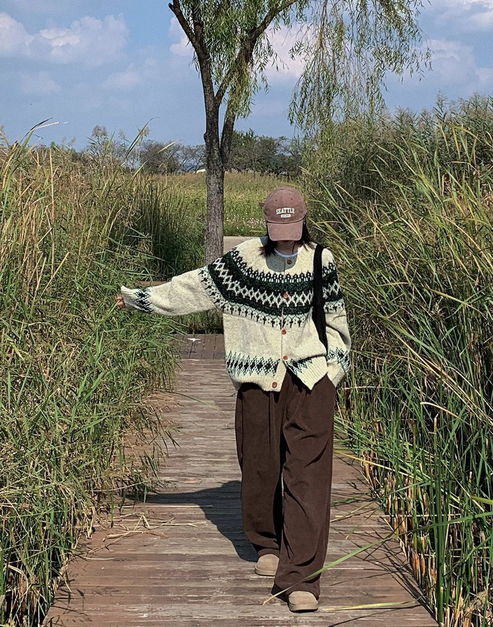 華夫格 針褶 寬鬆 針織 長褲 / 5色