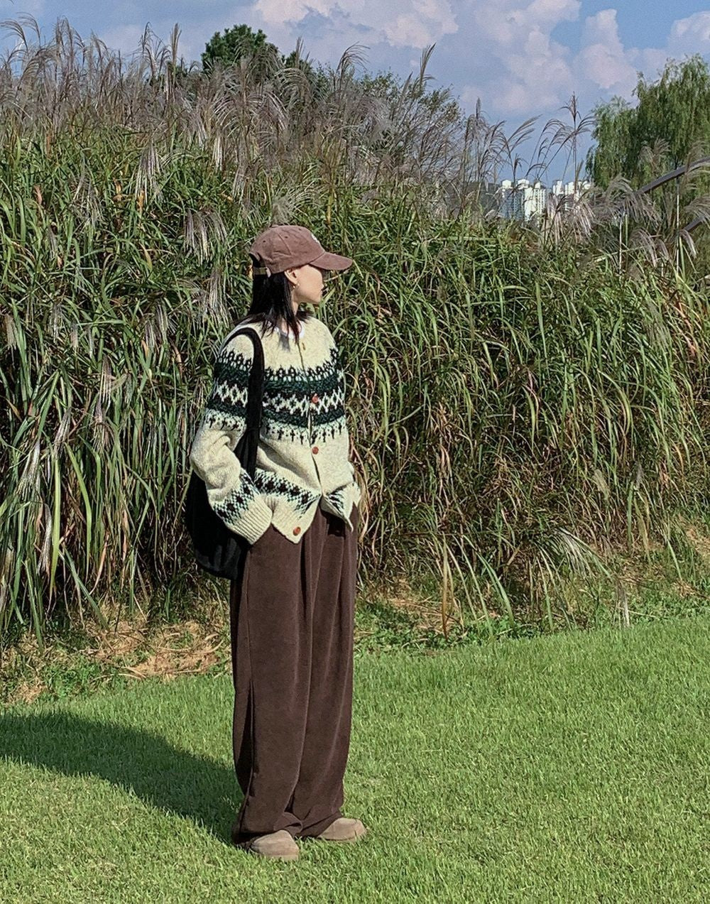 華夫格 針褶 寬鬆 針織 長褲 / 5色