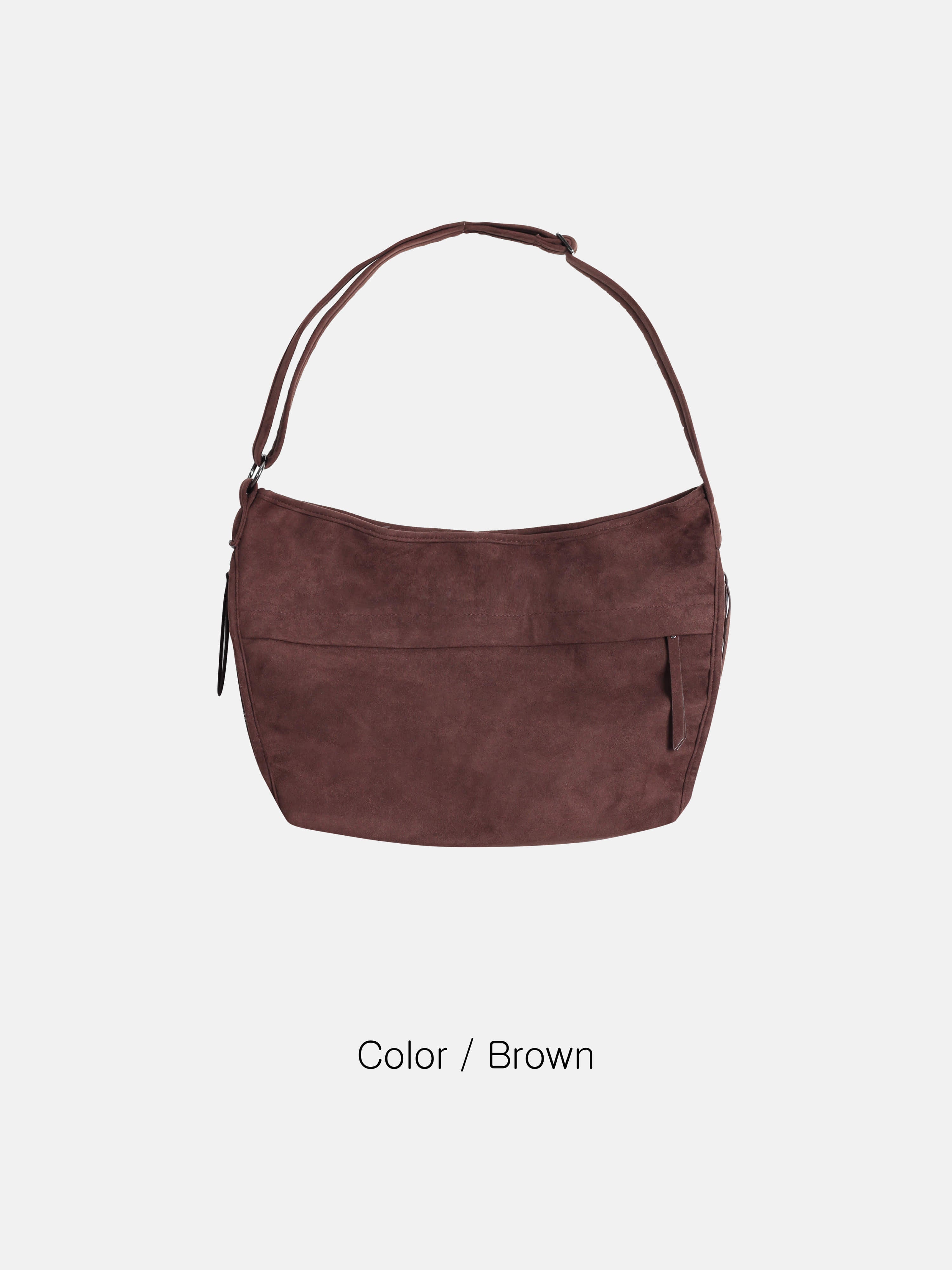 簡約 質感 麂皮 拉鍊 斜背包 / 2色