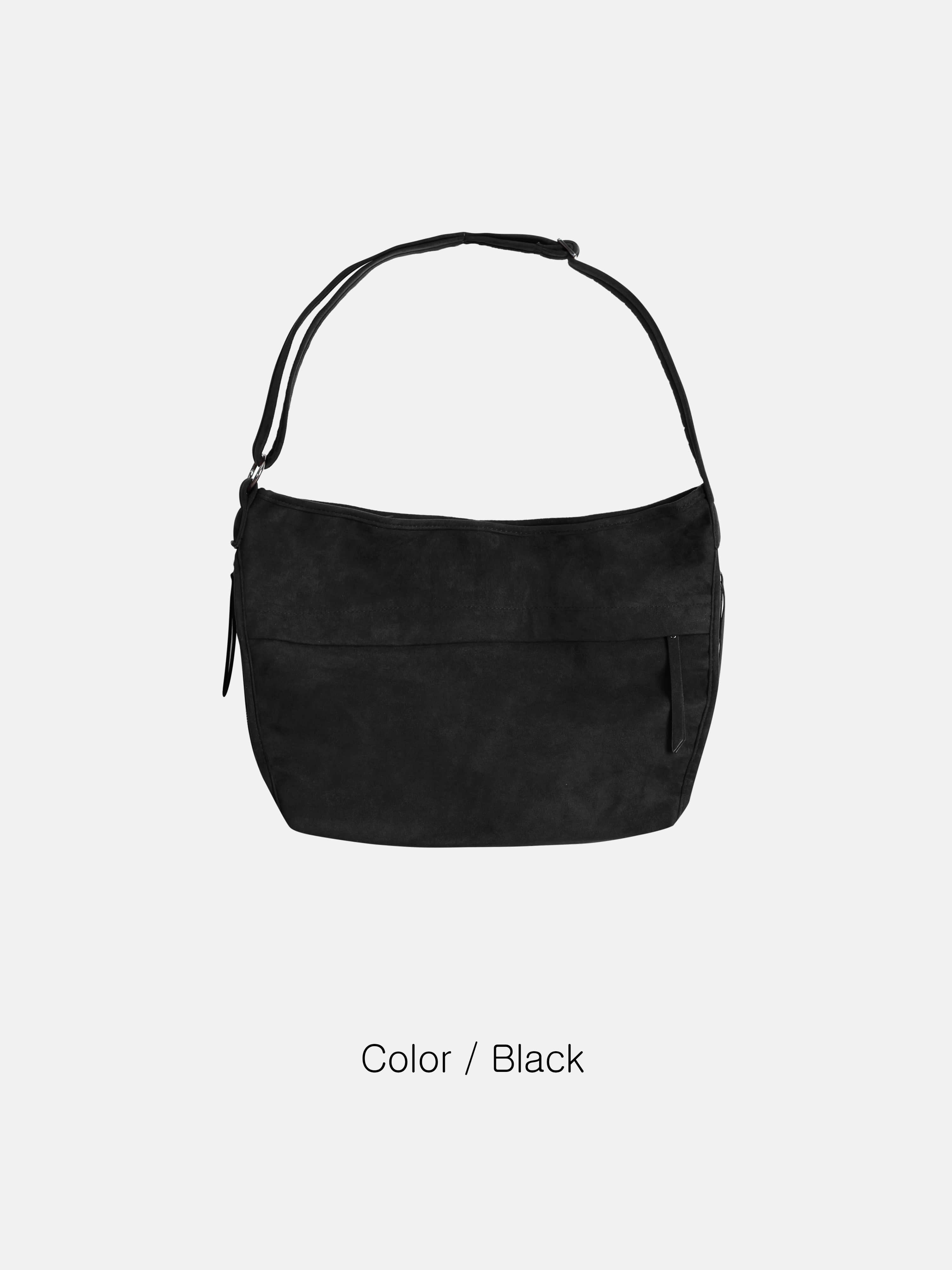 簡約 質感 麂皮 拉鍊 斜背包 / 2色