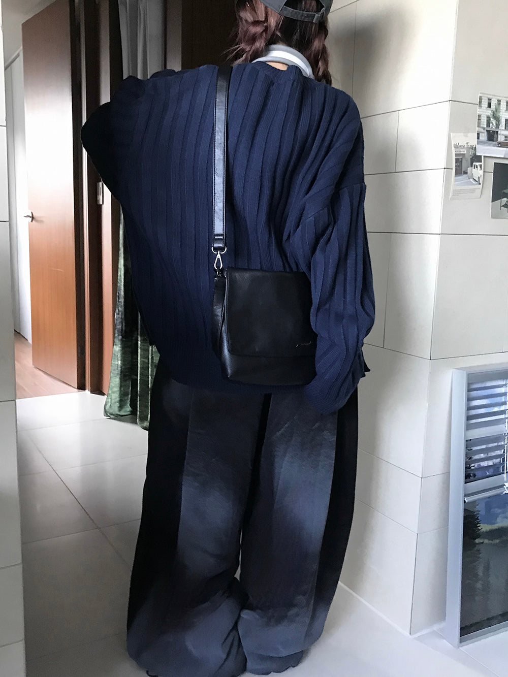 寬鬆 直坑條紋 圓領 針織上衣 / 5色