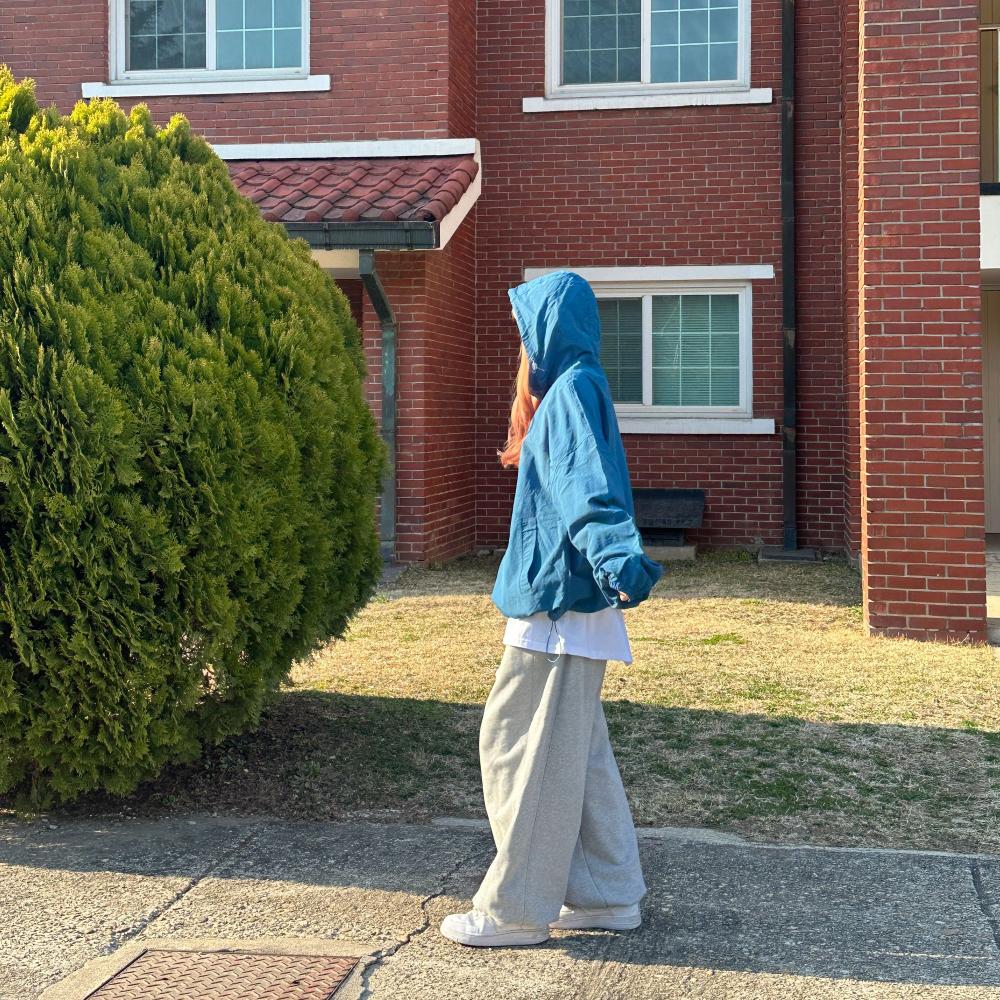 寬鬆 雙拉鍊 抽繩 連帽 風衣外套 / 4色