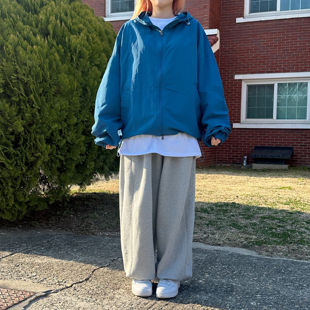 寬鬆 雙拉鍊 抽繩 連帽 風衣外套 / 4色
