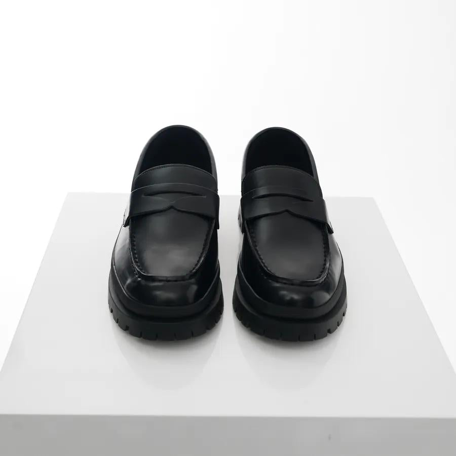 【增高4.5cm】經典 黑色 厚底 樂福鞋