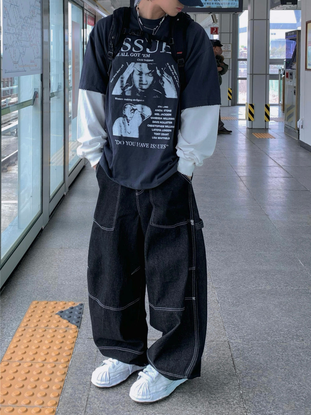 ISSUES 假兩件 微破壞 分層 長袖上衣 / 2色