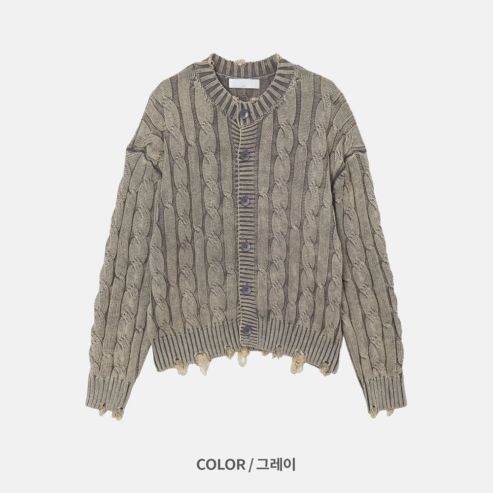 仿舊 提花 破壞 短版 針織外套 / 4色