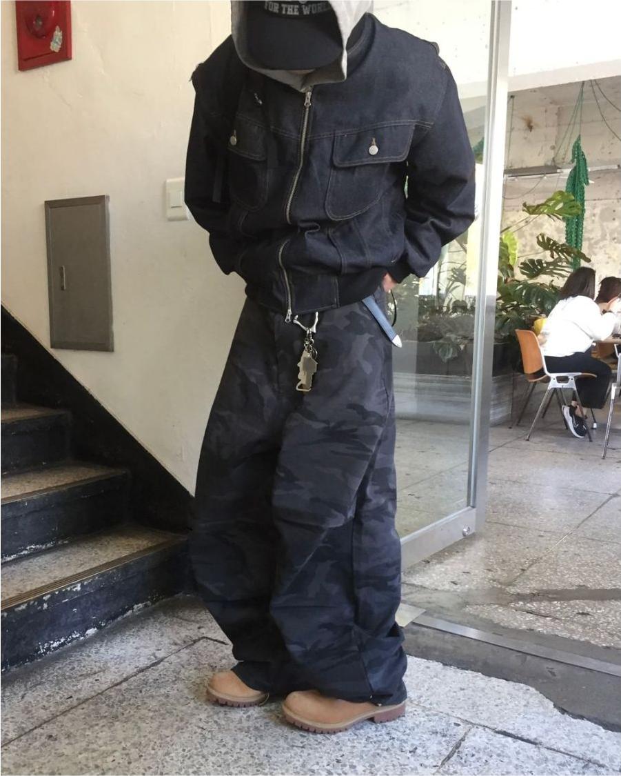 迷彩 厚磅 工裝 降落傘 彎刀褲 / 2色