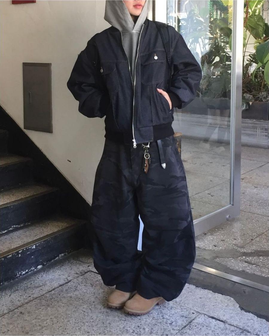 迷彩 厚磅 工裝 降落傘 彎刀褲 / 2色