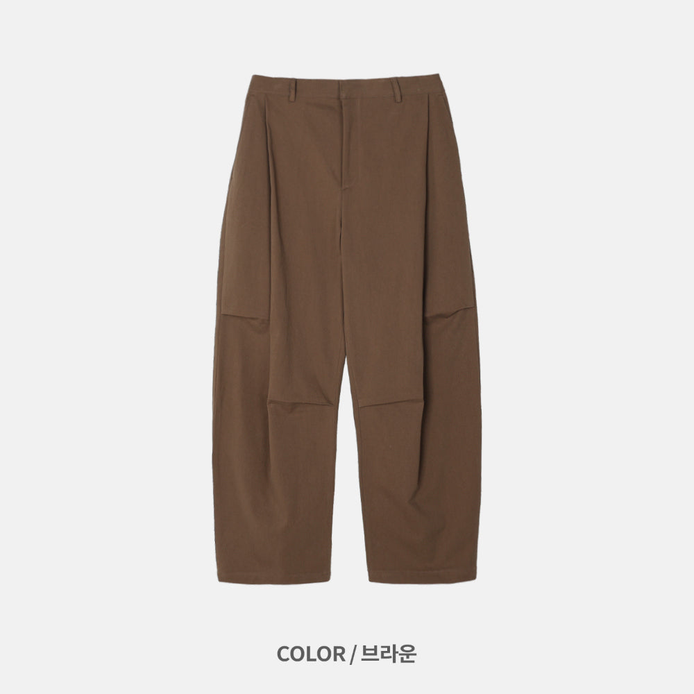 側摺 弧形剪裁 棉質 長褲 / 4色