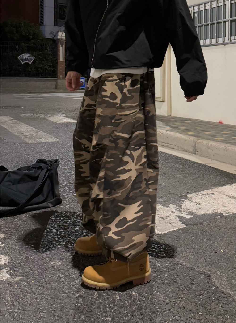 迷彩 細褶 抽繩 棉褲 / 2色