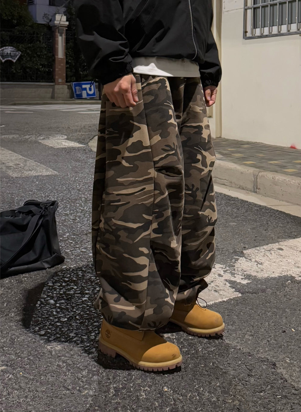 迷彩 細褶 抽繩 棉褲 / 2色