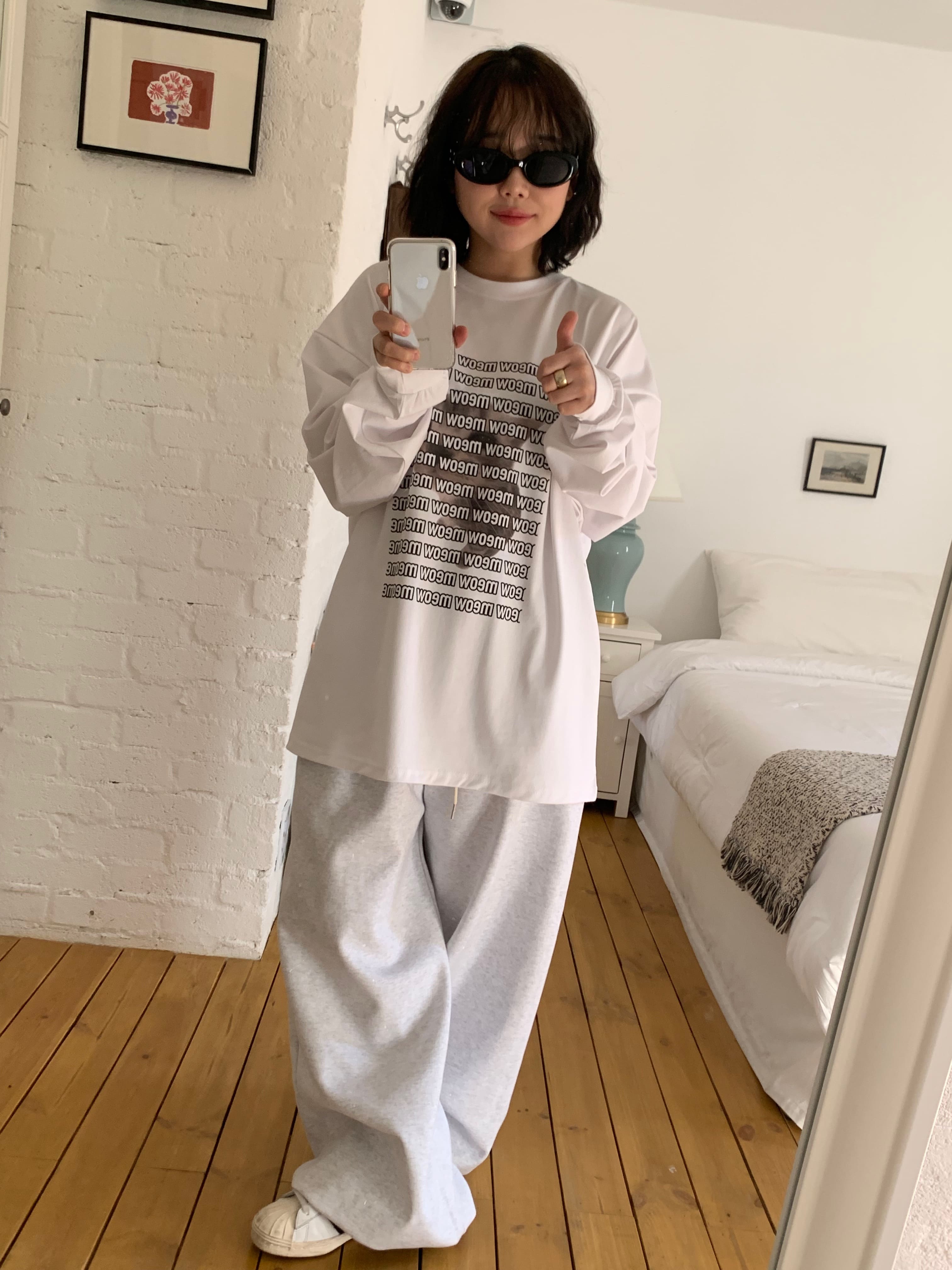 Meow 貓咪 滿版 寬鬆 長袖T / 3色