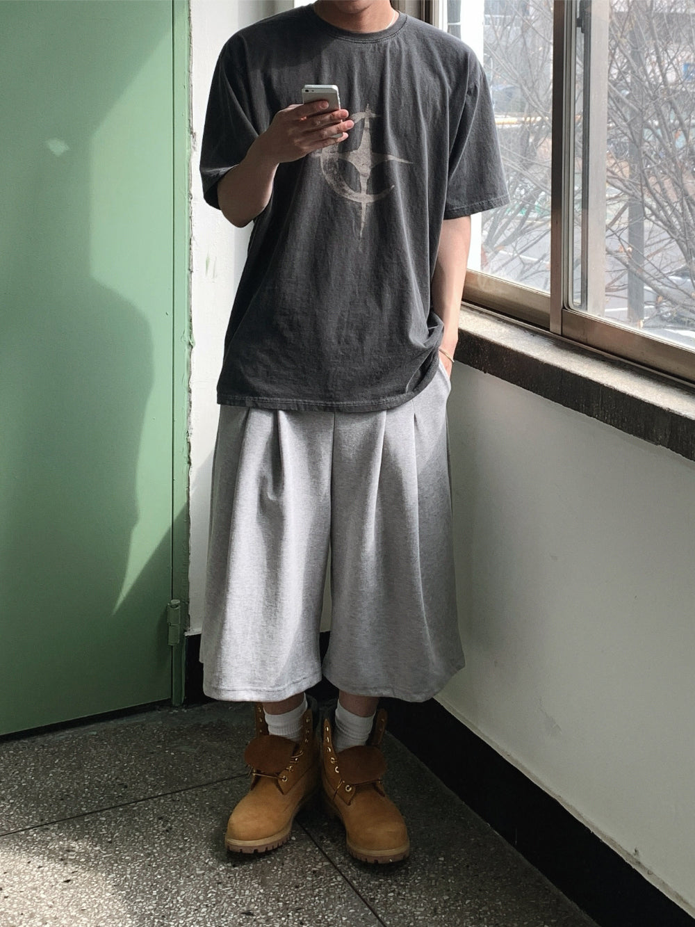 雙打摺 膝下 七分 百慕達 棉質 短褲 / 4色