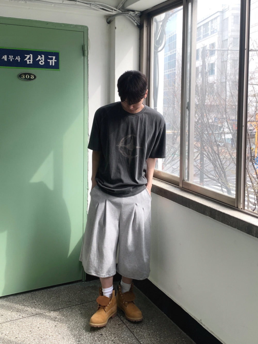 雙打摺 膝下 七分 百慕達 棉質 短褲 / 4色