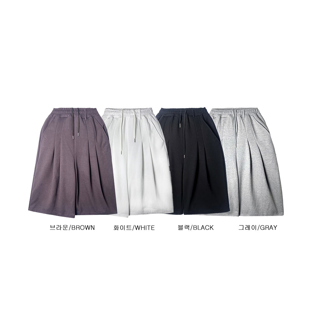 雙打摺 膝下 七分 百慕達 棉質 短褲 / 4色
