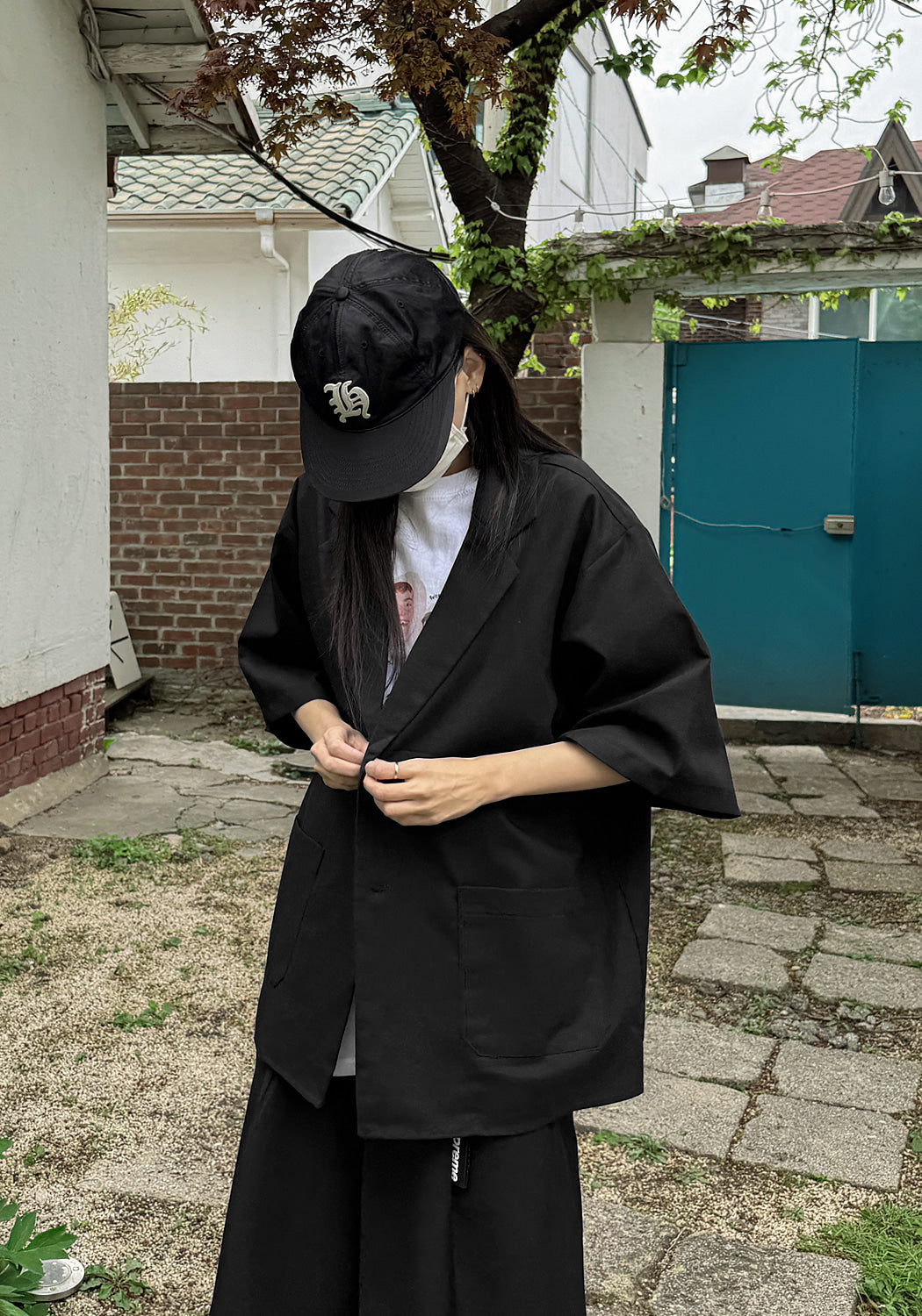 涼感 亞麻 輕正裝 五分袖 西裝外套 / 2色