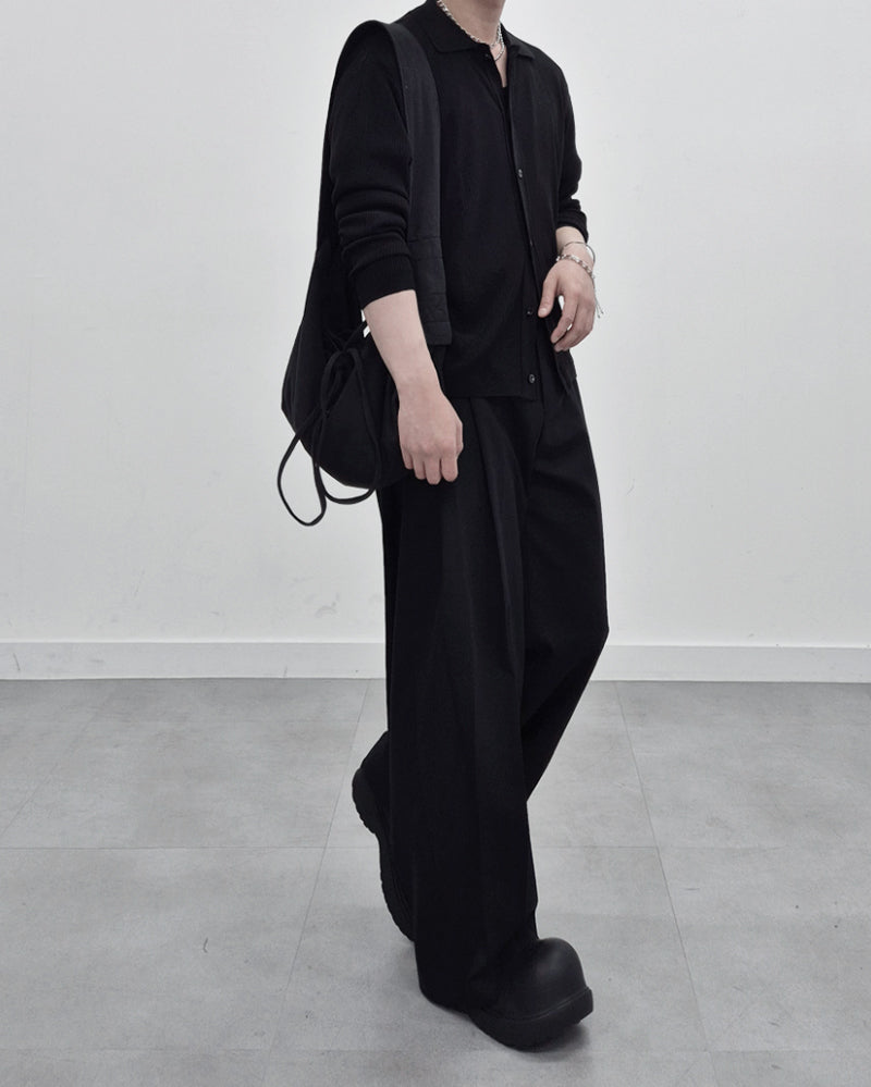 涼感 亞麻 輕正裝 寬鬆 直筒 西裝褲 / 2色