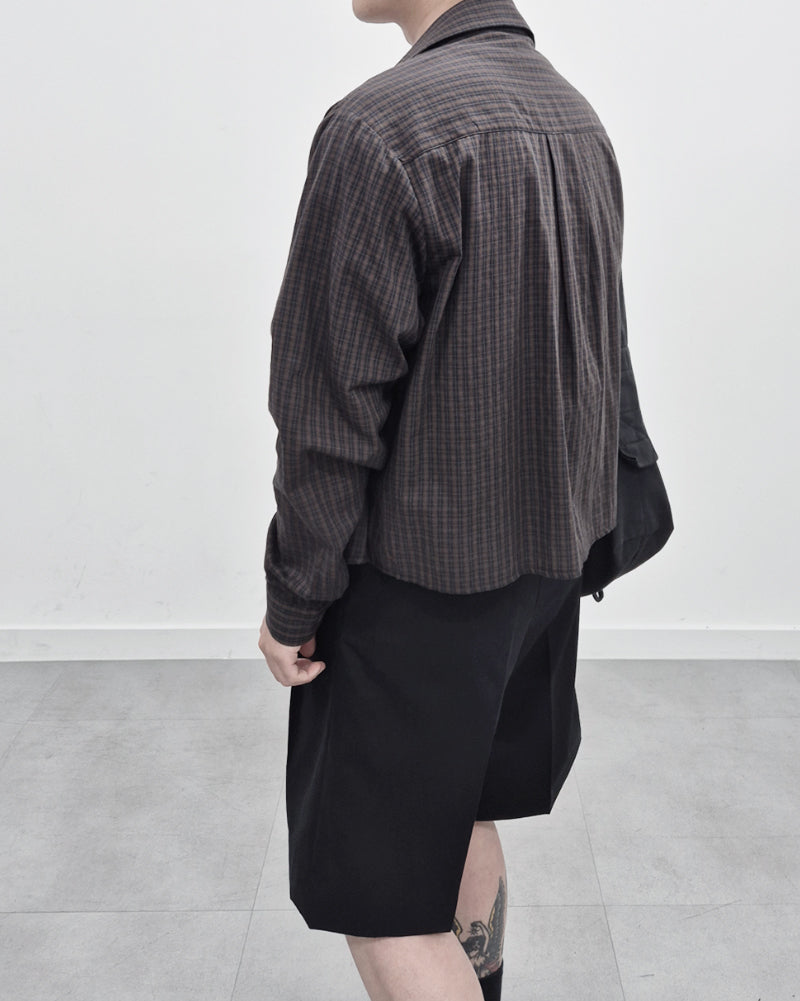 亞麻 短版 格紋 襯衫 / 3色