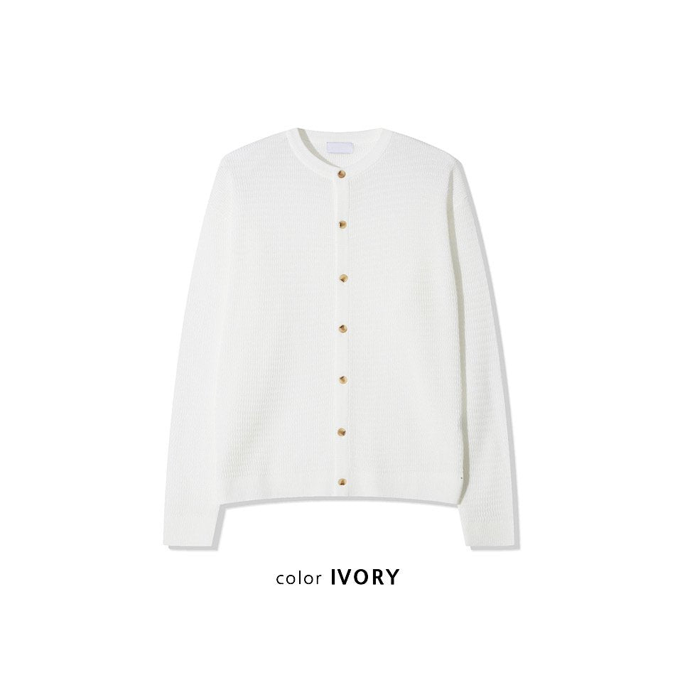 簡約 網眼 透氣 亨利領 開襟衫 / 4色