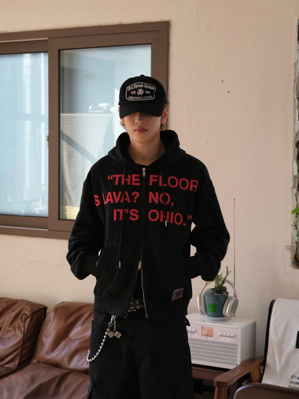 街頭 USA 美國印花 雙拉鍊 連帽 外套