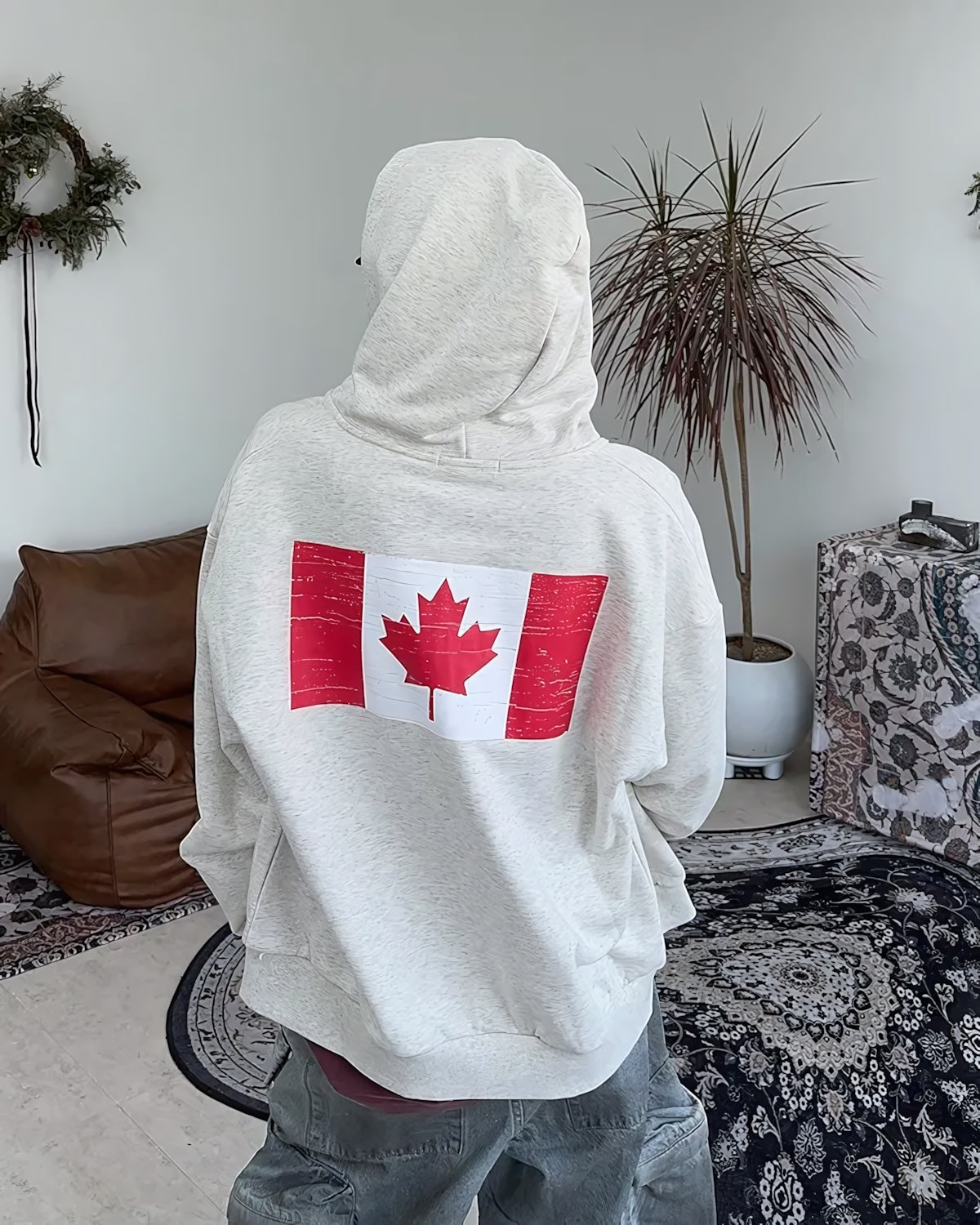 街頭 CANADA 加拿大印花 雙拉鍊 連帽 外套